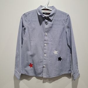 Ikks Blue and White Striped Shirt Size 6 Years